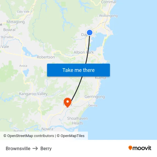 Brownsville to Berry map