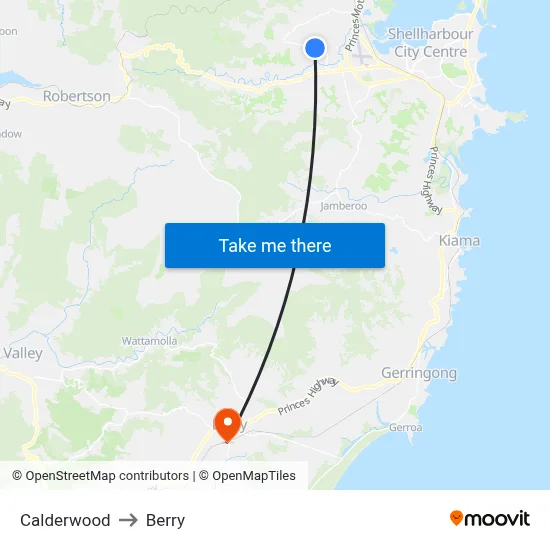 Calderwood to Berry map