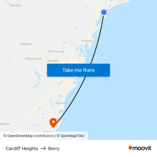 Cardiff Heights to Berry map