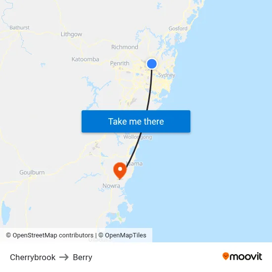 Cherrybrook to Berry map