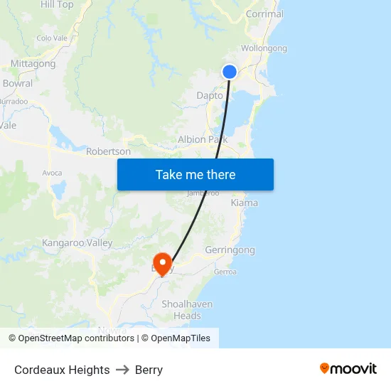Cordeaux Heights to Berry map
