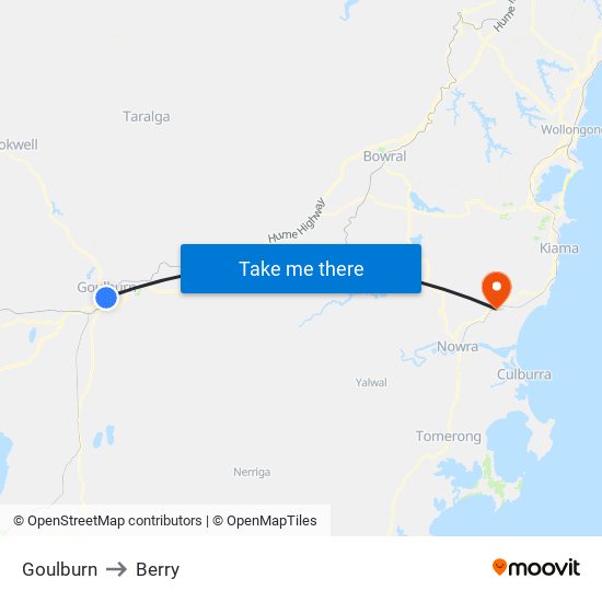 Goulburn to Berry map