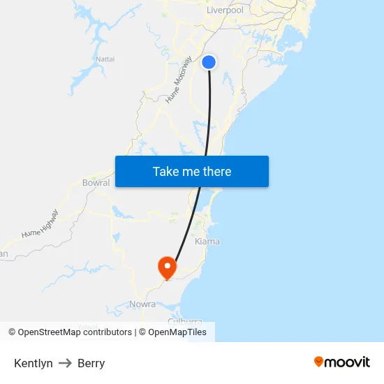 Kentlyn to Berry map