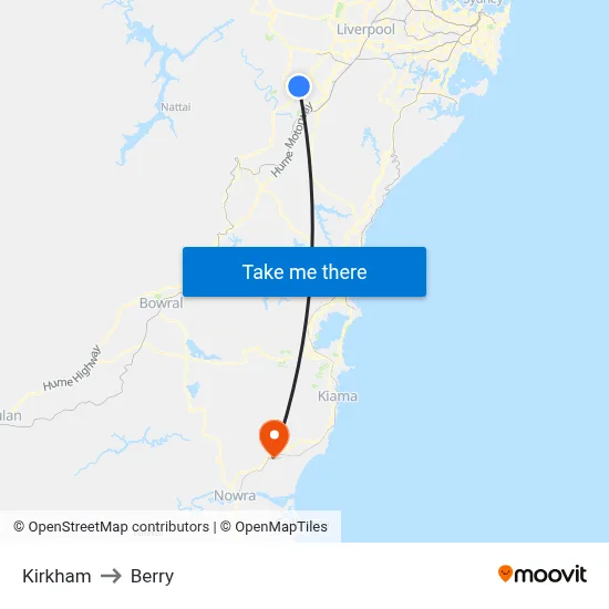 Kirkham to Berry map
