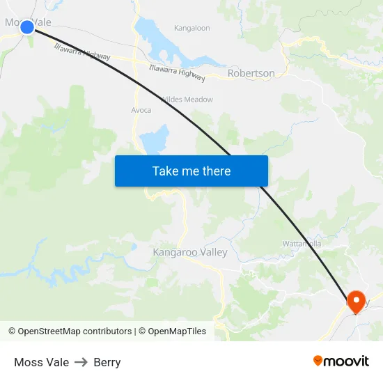 Moss Vale to Berry map