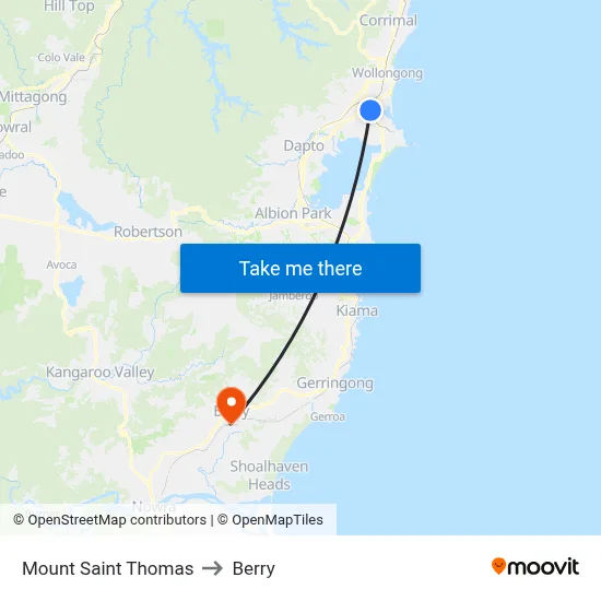 Mount Saint Thomas to Berry map