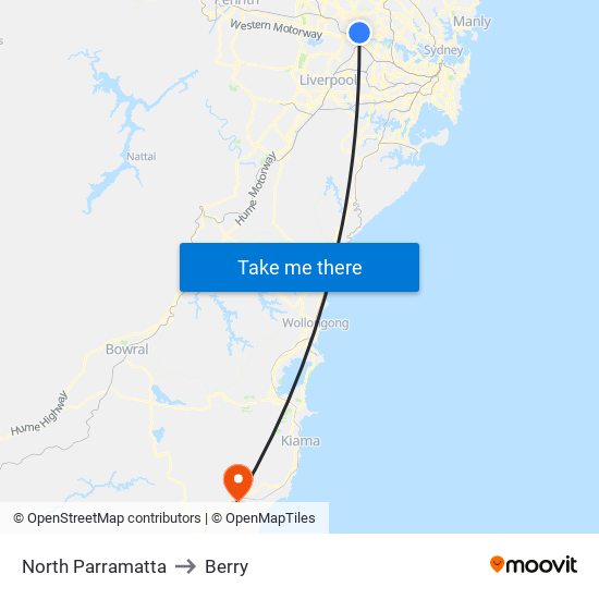 North Parramatta to Berry map