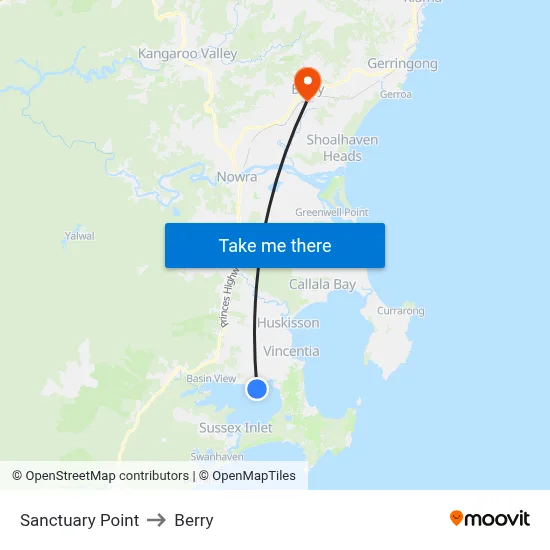 Sanctuary Point to Berry map