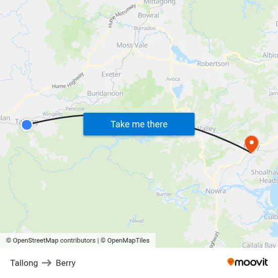 Tallong to Berry map