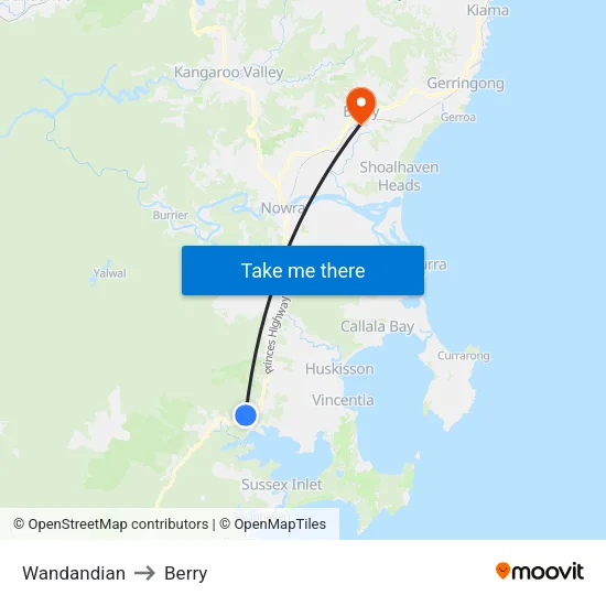 Wandandian to Berry map