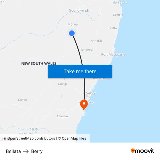 Bellata to Berry map