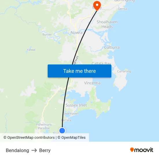 Bendalong to Berry map