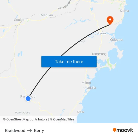 Braidwood to Berry map