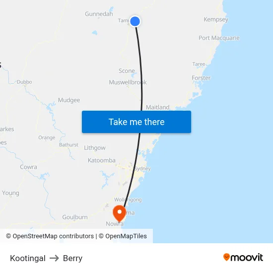 Kootingal to Berry map