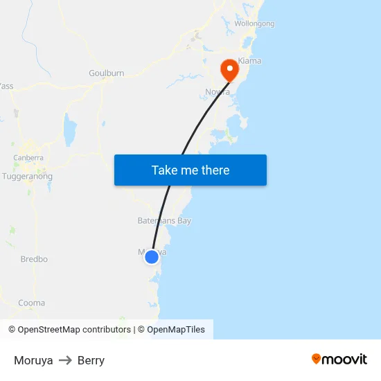 Moruya to Berry map