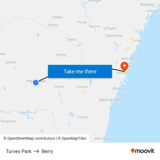 Turvey Park to Berry map