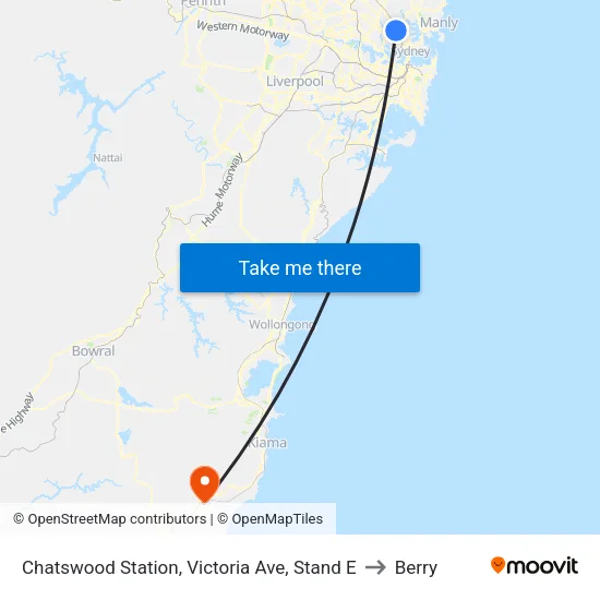 Chatswood Station, Victoria Ave, Stand E to Berry map