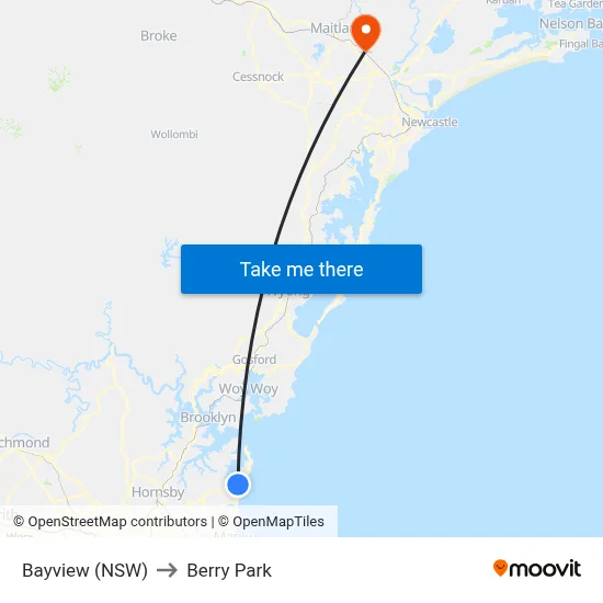 Bayview (NSW) to Berry Park map