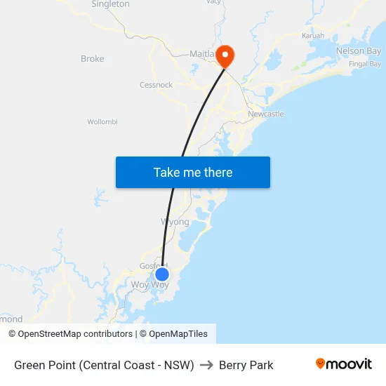 Green Point (Central Coast - NSW) to Berry Park map