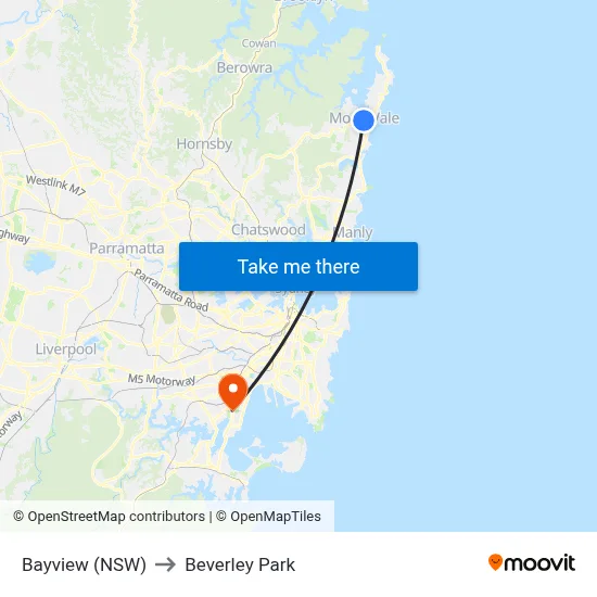 Bayview (NSW) to Beverley Park map