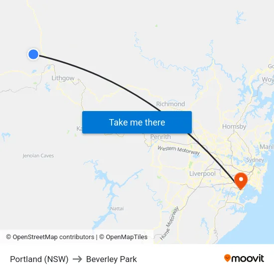 Portland (NSW) to Beverley Park map