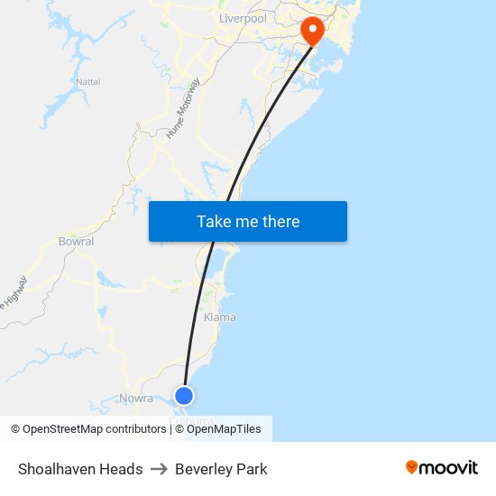 Shoalhaven Heads to Beverley Park map