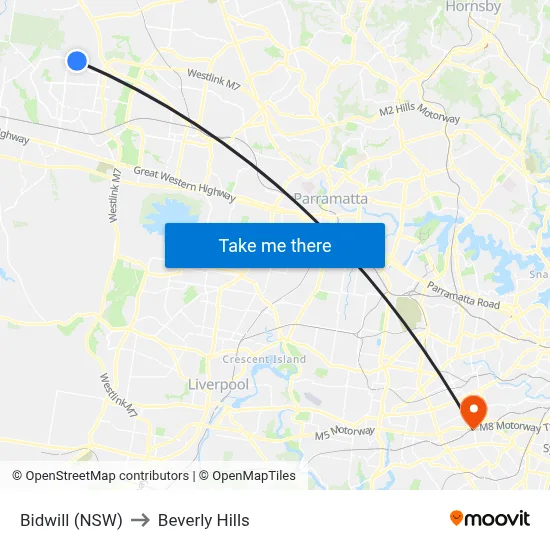 Bidwill (NSW) to Beverly Hills map