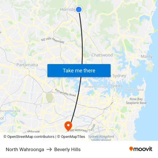 North Wahroonga to Beverly Hills map