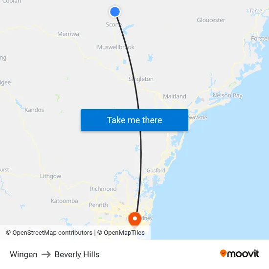 Wingen to Beverly Hills map