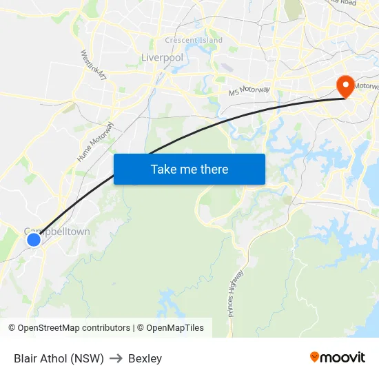 Blair Athol (NSW) to Bexley map