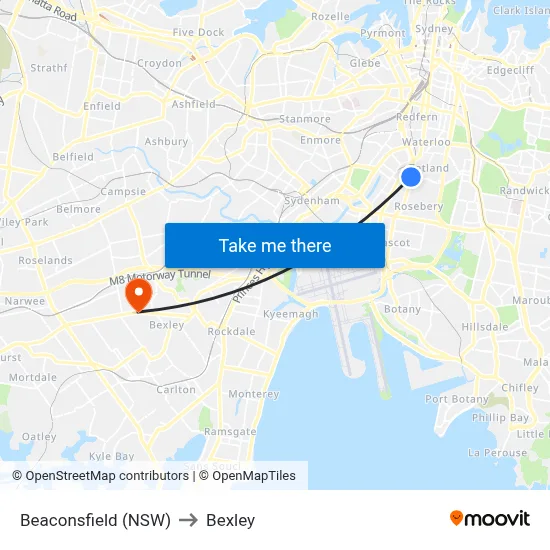 Beaconsfield (NSW) to Bexley map