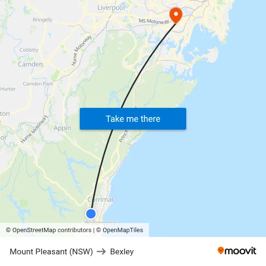 Mount Pleasant (NSW) to Bexley map