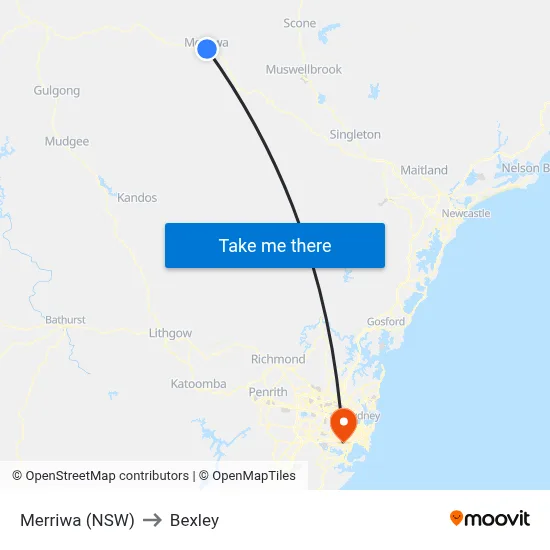 Merriwa (NSW) to Bexley map