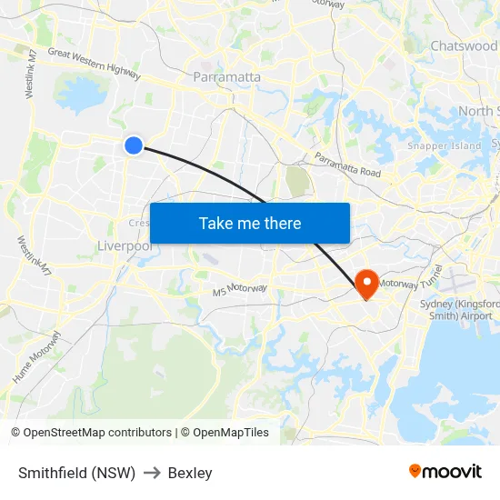 Smithfield (NSW) to Bexley map