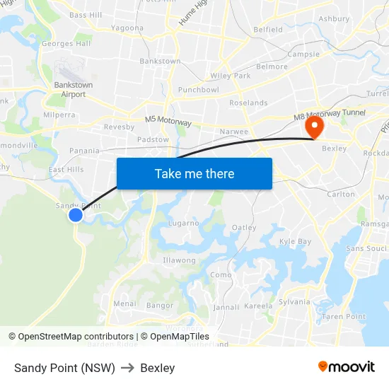 Sandy Point (NSW) to Bexley map