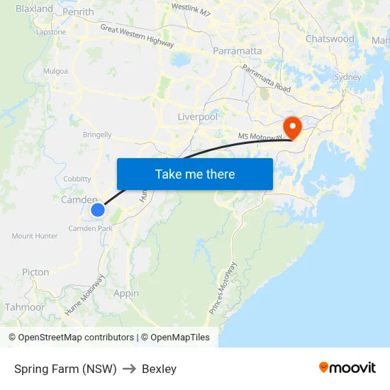 Spring Farm (NSW) to Bexley map