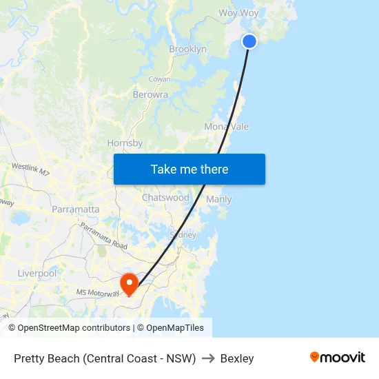 Pretty Beach (Central Coast - NSW) to Bexley map