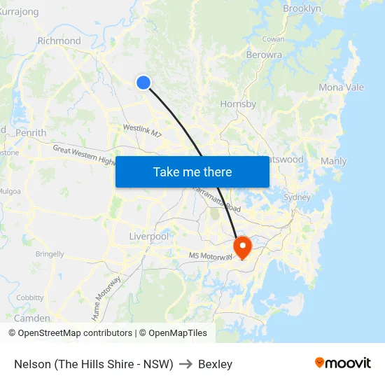 Nelson (The Hills Shire - NSW) to Bexley map