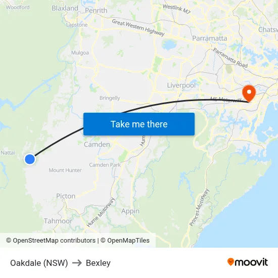 Oakdale (NSW) to Bexley map