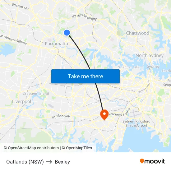 Oatlands (NSW) to Bexley map