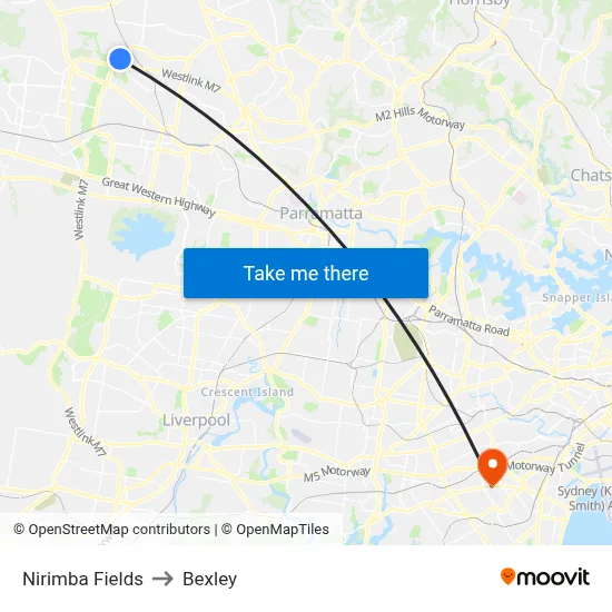 Nirimba Fields to Bexley map