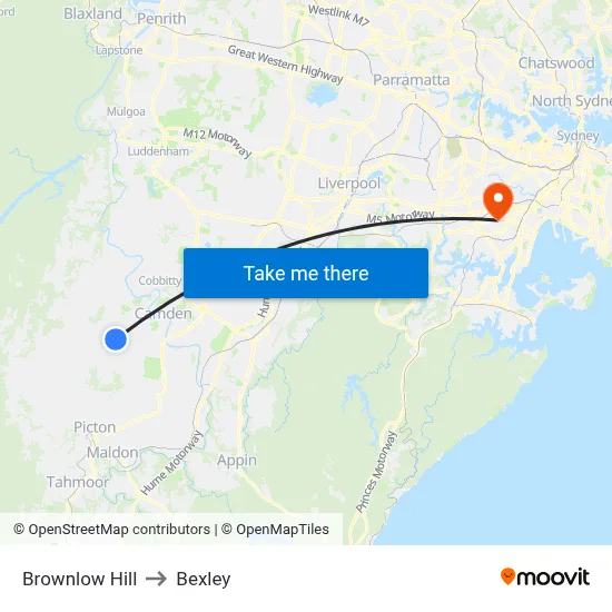 Brownlow Hill to Bexley map