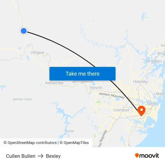 Cullen Bullen to Bexley map