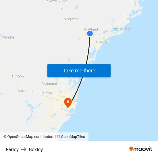 Farley to Bexley map