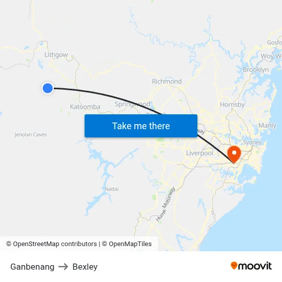Ganbenang to Bexley map