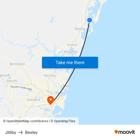 Jilliby to Bexley map