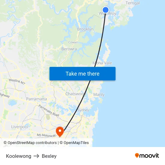 Koolewong to Bexley map