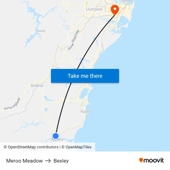 Meroo Meadow to Bexley map