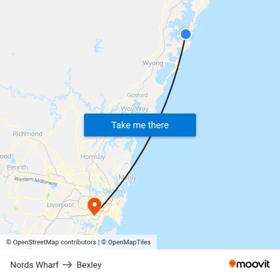 Nords Wharf to Bexley map