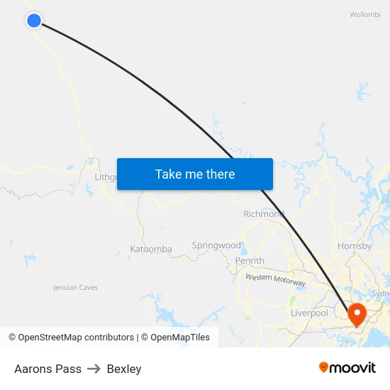 Aarons Pass to Bexley map